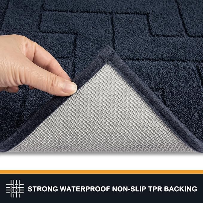 PURRUGS Dirt Trapping Door Mat 20" x 31.5", Non-Slip Machine Washable Entry Rug, Dog Doormat, Indoor Front Door Mat, Super Absorbent Entryway Rug for Muddy Shoes & Paws, Navy Blue