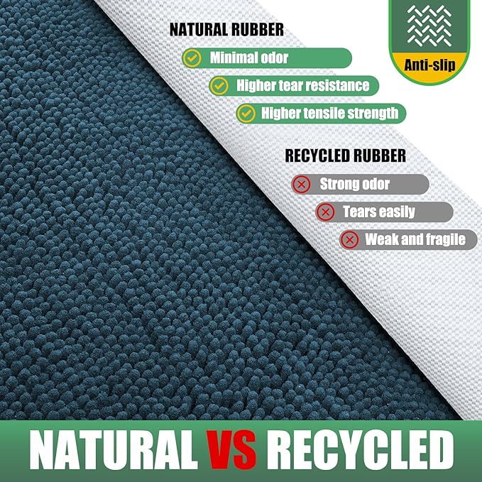 IM HOME Chenille Absorbent Outdoor Doormat 48" x 30", Washable Muddy Door Mats for Dog Non Slip Indoor Doormat Dog Mat for Muddy Paw Front Inside Doormats for Entryway Atlantic Blue