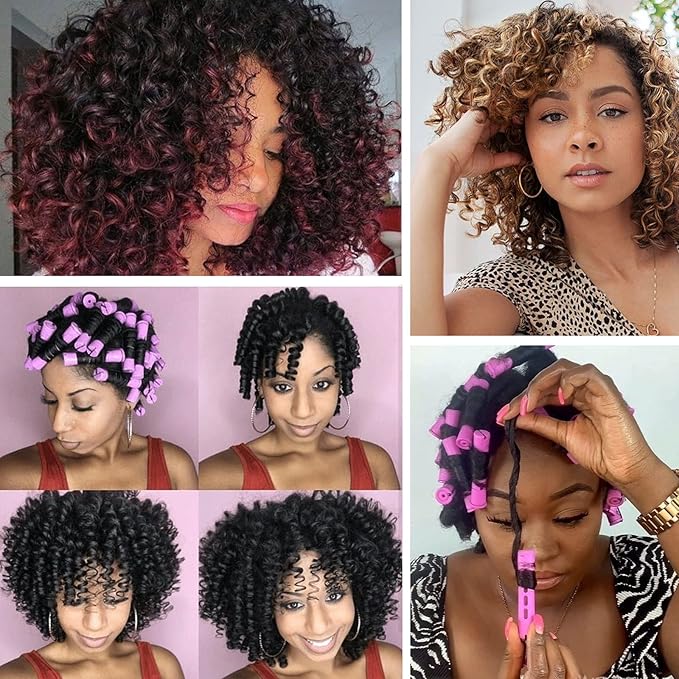 Perm Rods for Natural Hair, 60 pcs Medium Size Hair Rollers for Long Short Hair Styling Tool Hair Curlers