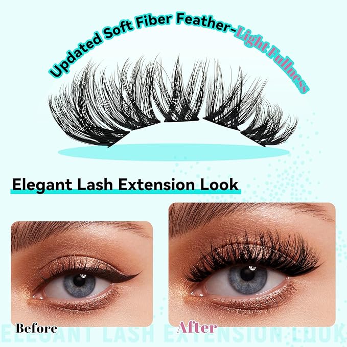 Lash Clusters 3D Effect Cluster Eyelash Extensions 144pcs D Curl Eyelash Clusters False Eyelashes Soft Comfortable Individual Lashes DIY Lash Extensions with Thin Band (Shadows, D-10-18mm)