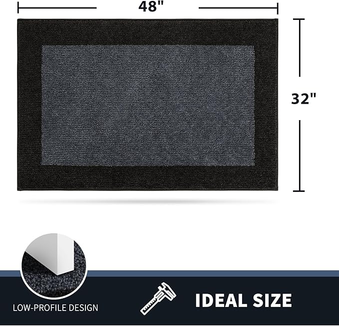 PURRUGS Dirt Trapping Door Mat 32" x 48", Non-Slip Washable Entry Mat, Dog Doormat, Front Door Mat, Super Absorbent Entrance Mat for Muddy Shoes & Paws, Bluish Grey & Charcoal