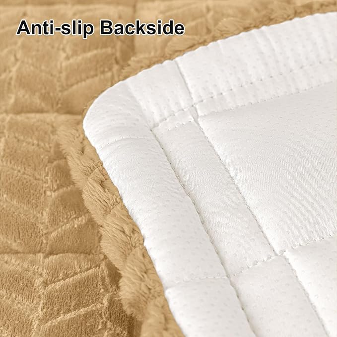 Smiry Non Slip Couch Covers for Dogs, Fuzzy Pet Couch Covers for 2-3 Cushion Sofa Pet Friendly, Soft Sofa Slipcovers Cushion Furniture Protector Washable (Camel, 27.6" x 59")