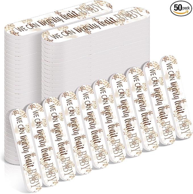 50 Pcs We Can Bearly Wait Baby Shower Party Favors Decorations Baby Shower Games Winners Prizes Gifts Bulk Bear Emery Board Nail Files for Adults Guests Gender Reveal Favors Gift Bags Stuffers