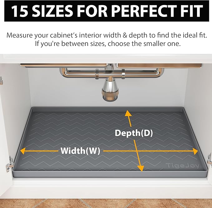 TigeJoy 31" x 19" Under Sink Mats for Kitchen Waterproof, Leak-Proof Silicone Mat Sink Protector and Cabinet Liner, Kitchen Essentials Organizer and Storage, Boot or Shoe Tray, Pet Feeding Mat