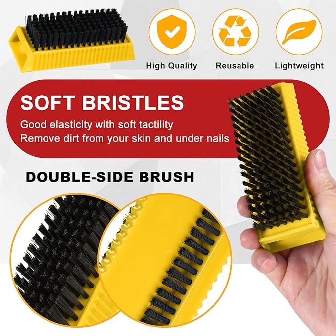 Boao 5 Pcs Hand Scrub Brushes for Nail Cleaning Fingernail Brush Soft Non Disposable Scrub Brush Plastic Hands Nail Cleaning Brushes for Men Women Kids (Yellow and Black)