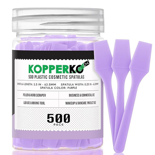 Mini Beauty Spatula (2.5", 500 Pack) - Small Beauty Spatulas for Creams, Cosmetics & Crafts | Moisturizer Applicator for Mixing, Cosmetic, Face Mask | Disposable Makeup Spoon | Purple