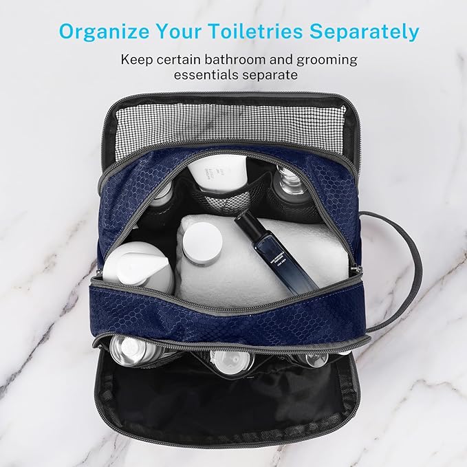 Gonex Travel Toiletry Bag Nylon, Shaving Bag Toiletry Organizer Deep Blue