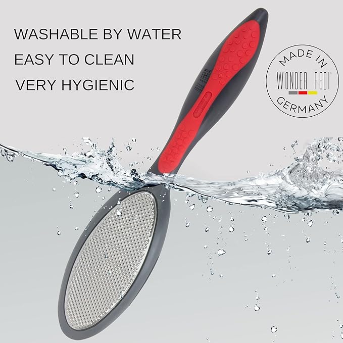 Double Sided Foot File - Made in Germany Feet Scrubber and Feet Softener Callus Remover Spay., Red, 1.0 Count