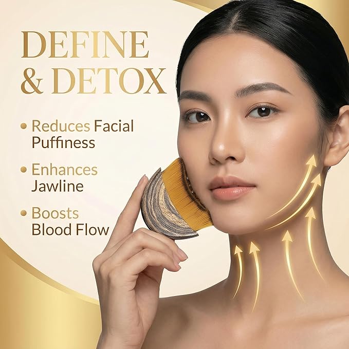 Brenza Lymphatic Contour Face Brush – Facial Sculpting Tool for Lymphatic Drainage & Depuffing, Face Massager for Jawline Definition, Facial Dry Brush Skincare Tool