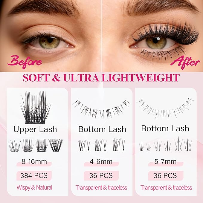 Lash Clusters Wispy & Fluffy Lashes D Curl Eyelash Clusters WideSpan Lash Extension With Bottom Eyelashes EyeLash Extensions