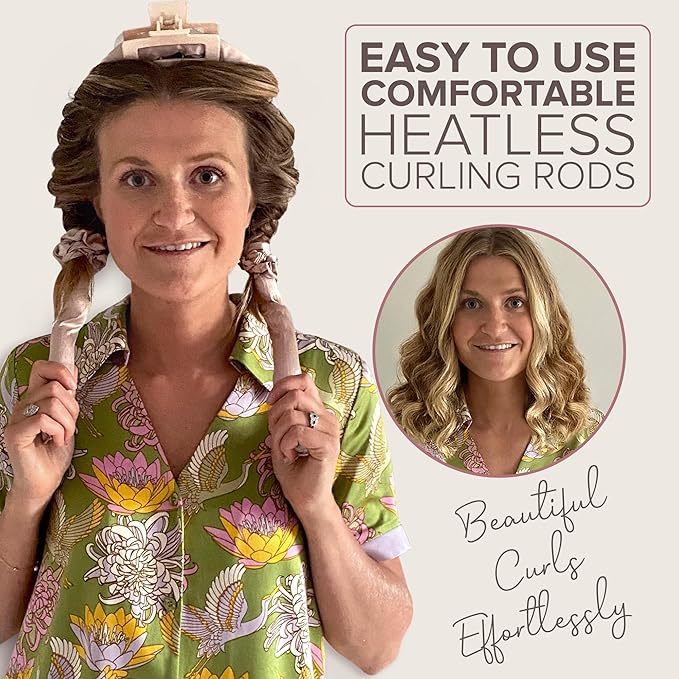 Heatless Hair Curler For Effortless Waves & Curls (5pc Set) NYK1 Satin Heatless Curls Overnight For No-Frizz Curl - 40" Overnight Blowout Rods For Easy Styling For All Hair Types And Lengths