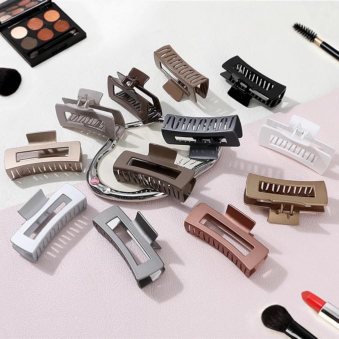 4.1 Inch Large Hair Claw Clips 12 Pcs Big Claw for Thick Hair Square Hair Clips Jumbo Jaw Clips Bulk Hair Accessories for women and Girls (Gold)