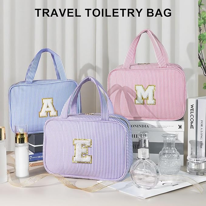 TOPEAST Travel Toiletry Bag for Women - Hanging Toiletry Bag Makeup Bag, Portable Toiletries Cosmetic Bag, Airplane Travel Essentials - Letter Y, Purple