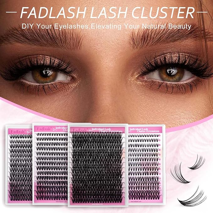 Lash Clusters 19mm Individual Lashes Cluster Black Volume Eyelash Clusters Long Individual Lash Extensions D Curl Cluster Lashes DIY Eyelash Extension (40D-0.07D, 19mm)