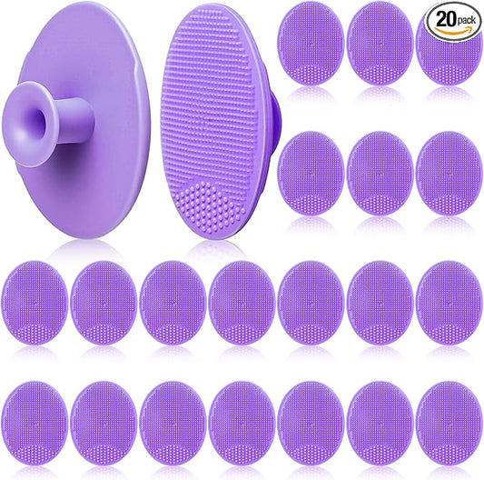 Nuogo 20 Pack Face Scrubber Soft Silicone Facial Cleansing Brush Wash Brush for Deep Cleaning, Face Scrub Brushes for Massage Faces Exfoliator Blackhead Removing Faces Cleansing Pads(Purple)