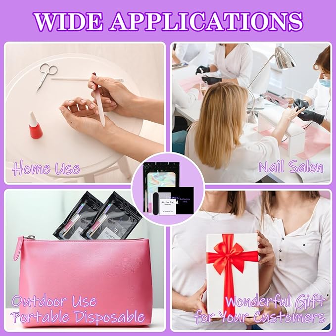Disposable Nail Supplies Kits,Professional Manicure Press On Nail Tool Kit With Nail File,Adhesive Tabs,Nail Glue,Sticks, Prep Pads,Bags,Cards for Nail Business (Black-350pcs50set)
