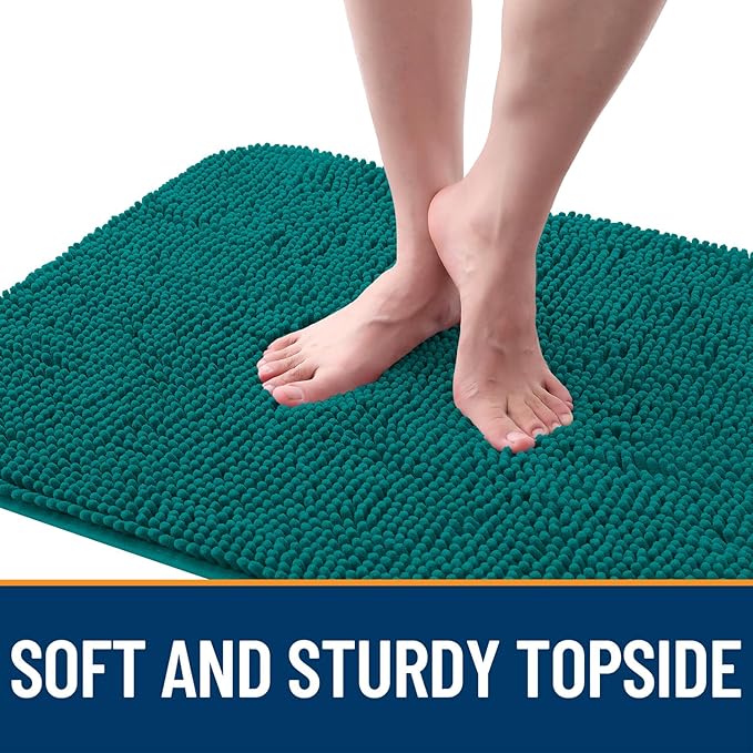 OLANLY Dog Door Mat for Muddy Paws 40x32, Absorbs Moisture and Dirt, Absorbent Non-Slip Washable Doormat, Quick Dry Chenille Mud Mat for Dogs, Entry Indoor Entryway Carpet for Inside Floor, Lake Blue