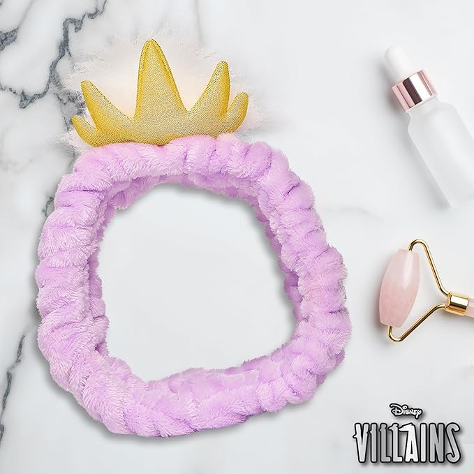 Disney Spa Headband, Soft, Plush, Adjustable, and Fun Hair Accessory for Skincare and Makeup Routines, Ursula by Belle Maison