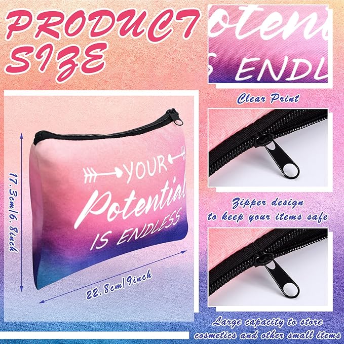 Pinkunn 16 Pcs Valentines Canvas Makeup Bags Bulk Inspirational Christian Women Religious Galentine Gifts Inspirational Bible Verse Pencil Pouch Makeup Bags with Zipper for Travel(Bible Watercolor)