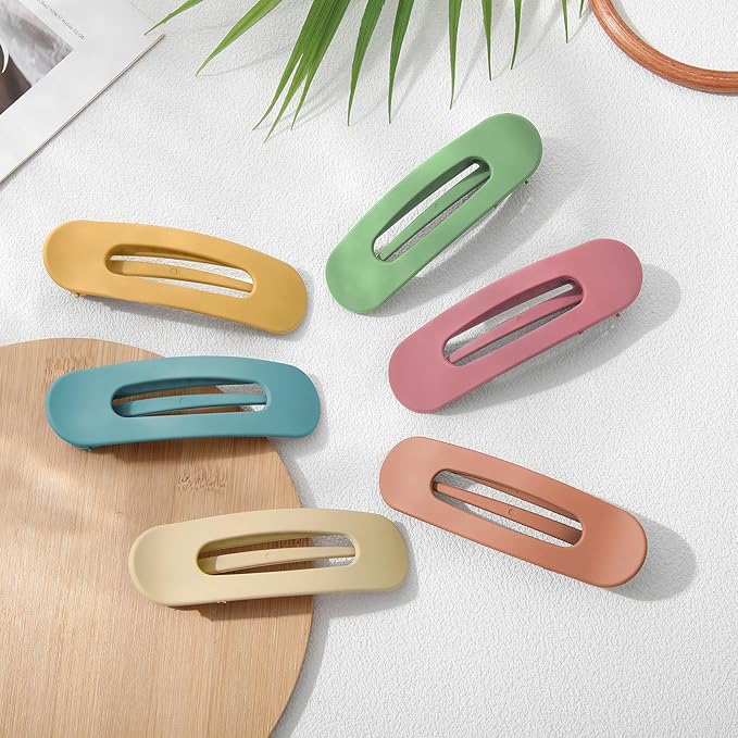 French Concord Flat Hair Clips - 6PCS Curved Hair Claw No Slip Hair Clips Volume Strong Hold Clip Hair Claw for Women Girls