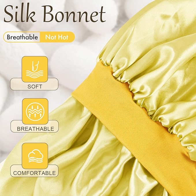 Doitory Satin Silk Bonnet for Sleeping, Soft Satin Lined Hair Bonnet for Women, Double Layer Sleep Nightcap