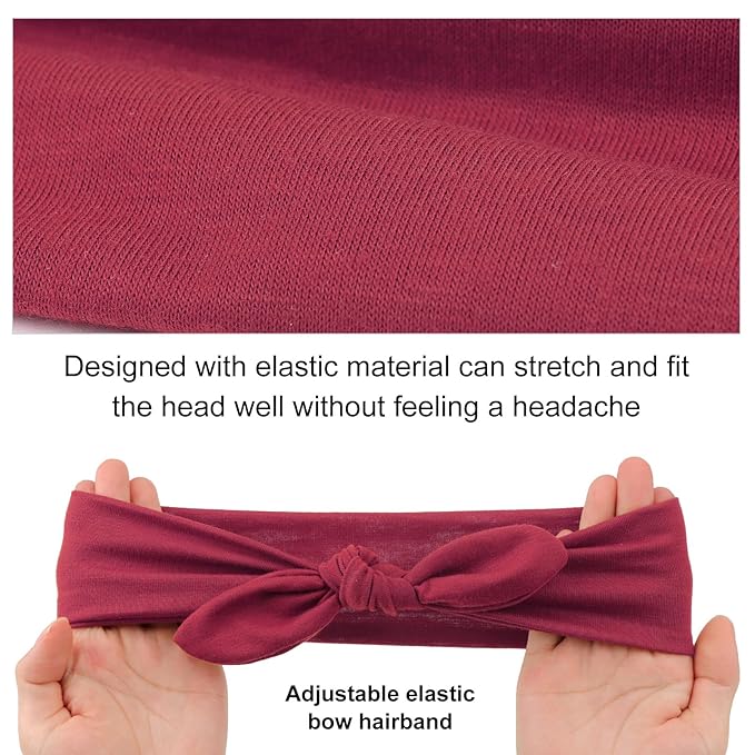 DRESHOW 4 Pack Adjustable Knotted Headbands Non Slip Elastic Yoga Hair Bands Solid Colors Headbands for Women and Girls