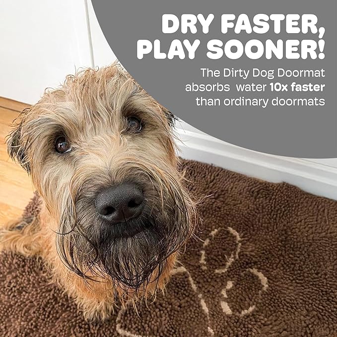 Dog Gone Smart Dirty Dog Doormat - Fast Drying Rug with Super Gripper Backing for Clean Floors - Super Absorbent and Machine Washable Mat for Muddy Paws - Runner Almond
