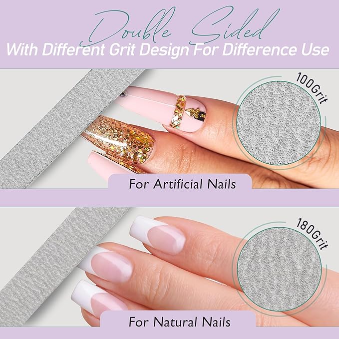Professional Disposable Zebra Nail Files 100/180 Grit 5" Double Sided Emery Board Manicure Pedicure Tools 100Pcs