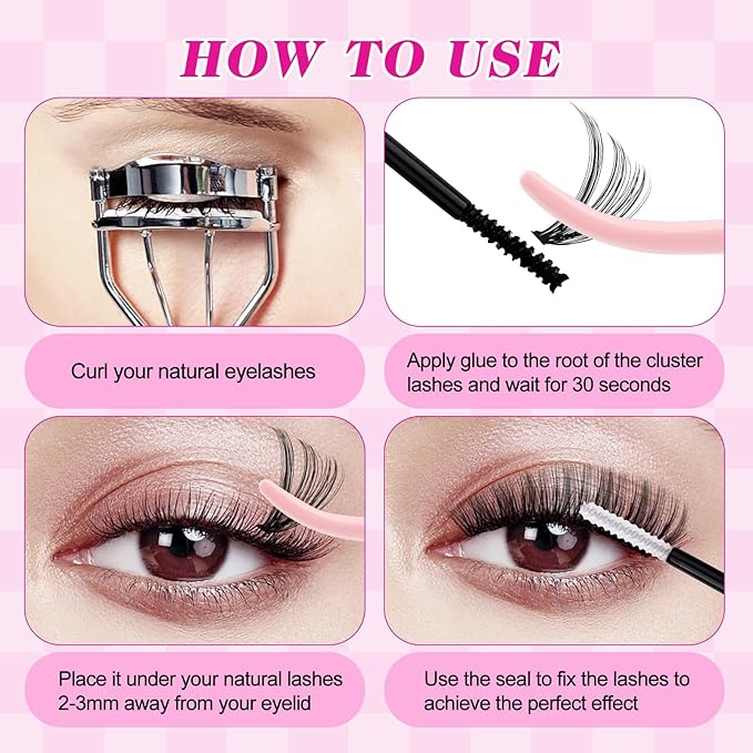 FADLASH Natural Lash Clusters 552PCS Eyelash Clusters 60D+80D+100D+150D D Curl Cluster Eyelash Extensions Soft and Fluffy for Beginners DIY at Home