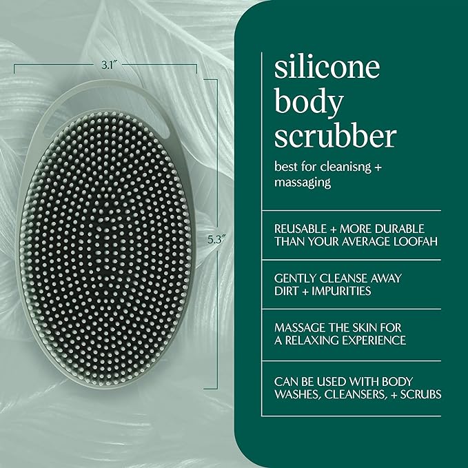 EcoTools Silicone Body Scrubber, for Gentle Cleansing & Exfoliating, 2-in-1 Silicone Scrubber & Body Massager, Hygienic & Durable Bath Accessory, Eco Friendly, Vegan, & Cruelty Free, 1 Count
