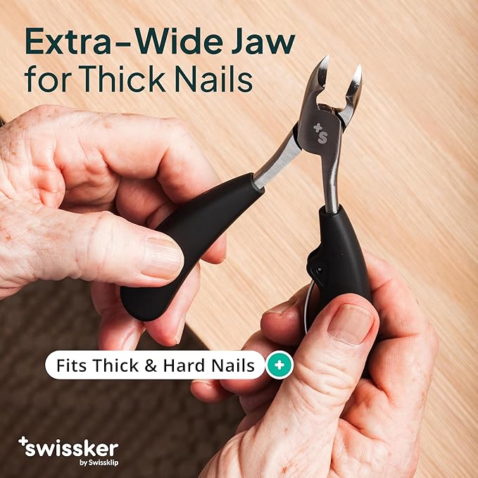 Swissker by Swissklip Heavy Duty Toenail Clippers for Men and Women – Professional Ergonomic Large Toe Nail Cutter & Trimmer for Thick Nails Seniors, Long Handle Toe Nail Clipper – 2 Pack