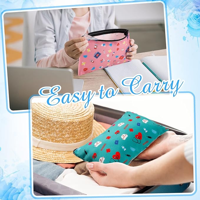 Reginary 20 Pieces Cosmetic Bag for Women, Roomy Makeup Bags with Zipper Toiletry Bag Pouch Travel Accessory Organizer Gifts, 7 x 4.3 Inches(Nurse)