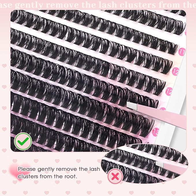 FADLASH Lash Clusters Natural Eyelash Clusters 60D Individual Cluster Eyelash Extensions 8-16mm D Curl Fluffy Eyelash Extensions (60D, 8-16mm)