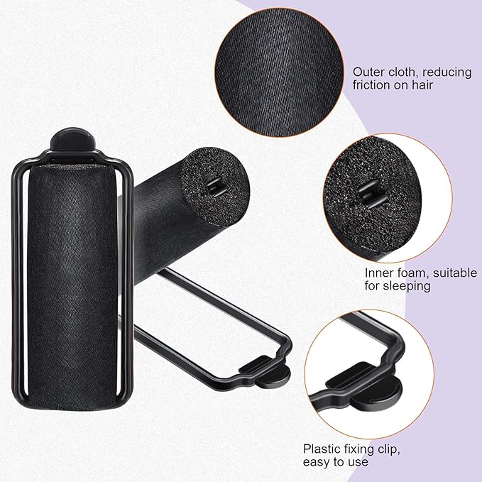 WILLBOND 40 Pieces Sponge Hair Rollers 1 x 2.6 Inch Satin Rollers for Black Hair Soft Curler Flexible Styling Wave Curlers for Hairdressing Styling