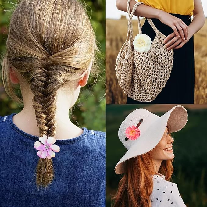 21 PCS Flowers Hair Accessories for Women and Girls Boho Hair Barrettes Clips Floral Rose Bride Headpiece for Wedding Festival