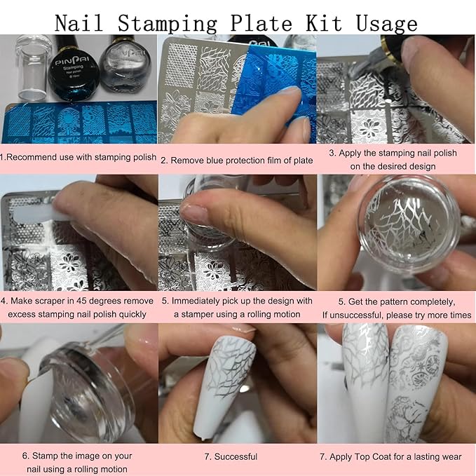 AddFavor Nail Stamper Kit - 7pcs Flower Leaves Stamping Plate with Silicone Stamper and Scraper, Animal Image Nail Stencils, Design Supplies