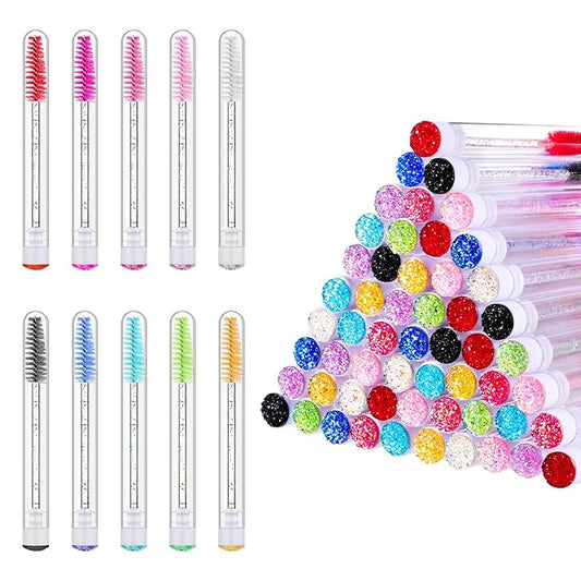 200 Pack Mascara Wand Tube Set, 100 Pcs Adjustable Eyelash Brushes 100 Pcs Empty Travel Container Tubes Disposable Colorful Lash Makeup Tool for Eyelash Extensions (10 Color)