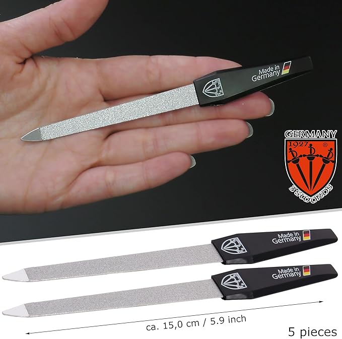 3 Swords Germany - Sapphire Metal Nail File Set 5 Pieces with 5 Pieces 3-Way Nail Buffer – Nail Care Made in SOLINGEN/Germany