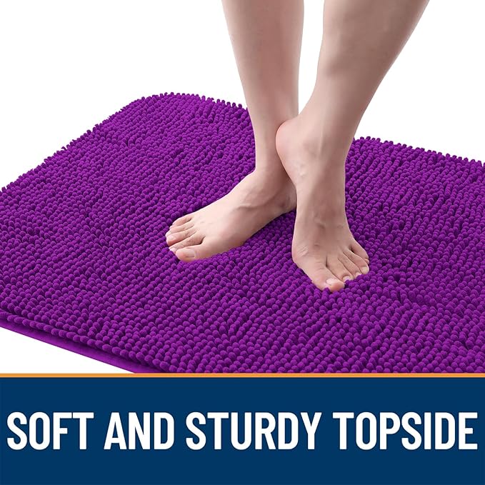 OLANLY Dog Door Mat for Muddy Paws 45x27, Absorbs Moisture and Dirt, Absorbent Non-Slip Washable Doormat, Quick Dry Chenille Mud Mat for Dogs, Entry Indoor Entryway Carpet for Inside Floor, Purple