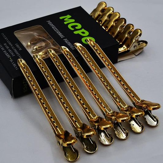 12 Pcs Metal Duckbill Hair Clips for Hair Sectioning Alligator Hair Clips for Styling Dividing Duck Bill Clips with Anti-Slip Holes Salon Barber Styling Tools