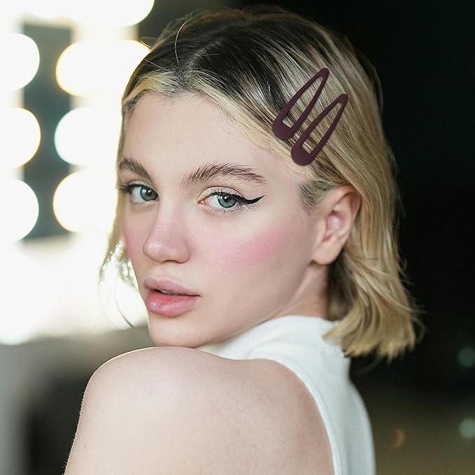 Small Hair Barrettes For Women No Slip Metal Snap Clips For Thin And Fine Hair,Matte Dark Red,20 PCS,1.97 x 0.5 Inch.