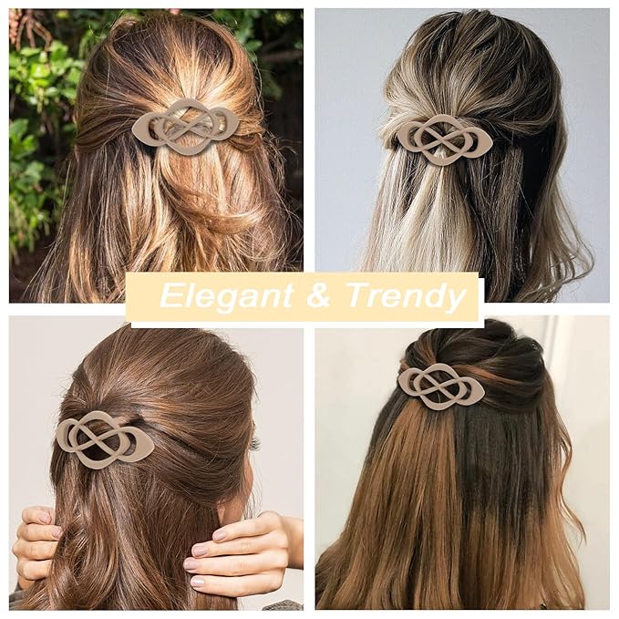 Khaki Hair Barrettes for Women 4packs Hair Clips French Hair Barrette Clip for Girls Vintage Hair Clips for Thick Thin Long Short Hair Stylish Hair Accessories for Women Girls