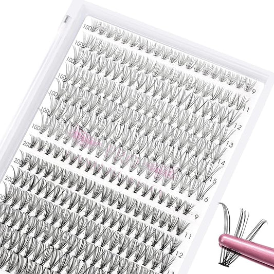 280 Pcs Individual Lashes 10+20-D-9-16mix Cluster Lashes 10D 20D C D Curl Wispy Lashes Bottom Lashes DIY Lashes At Home（10+20-D-9-16mix）
