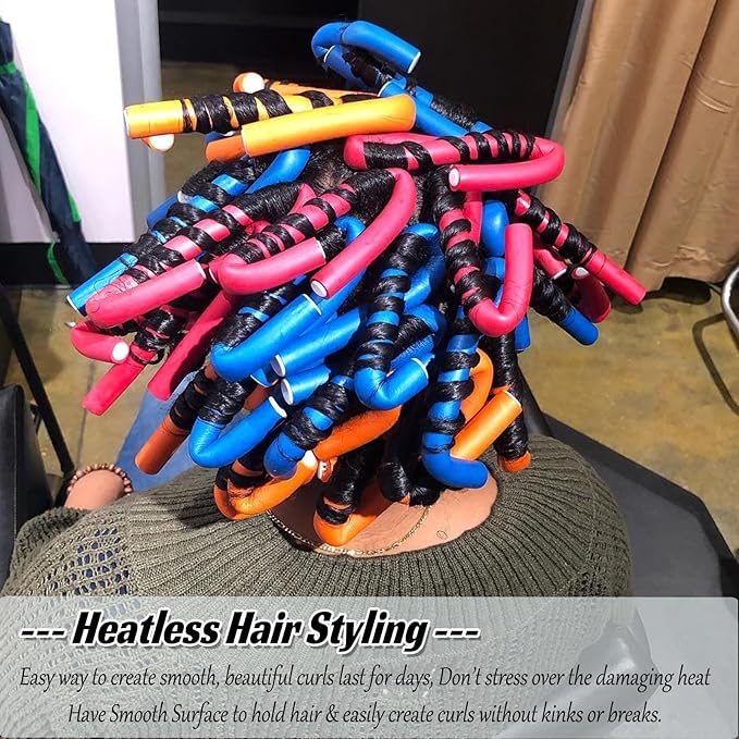 Royota 30PCS 9.45" Flexible Hair Rollers Flexi Hair Rods Foam Curlers Heatless Bendable Twist Flexirod for Short Medium and Long Hair (0.47 x 9.45 Inch, Random Color)