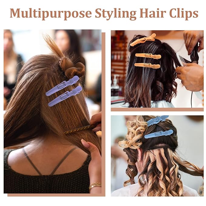 24 Pack Alligator Hair Clips, Professional Clips for Hair Sectioning, Hair Styling Accessories for Women Men Girls Teens,Multicolor（Blue，Black，Purple ，Light Purple ，Orange）