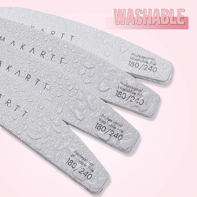 Makartt Nail Files: 180/240 Grit Emery Boards for Nails, 10pcs Professional Dual-Sided Fingernail Files for Natural Nails Prep & Buffing, Reusable Nail Care Manicure Set for Salon & Home Use