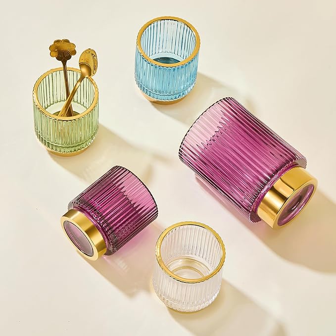 Makeup Brush Organizer, Toothbrush Holder, Desk Pen Pencil Holder, Multifunctional Vintage Glass Brush Cup (S/Green/A3-11-US)