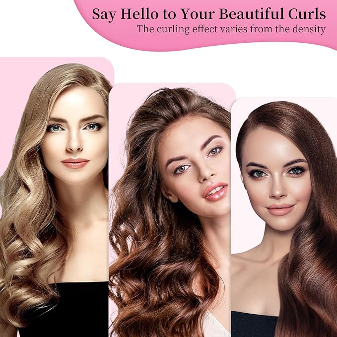 Heatless Hair Curler and Curling Scrunchie Set, Heatless Curls Overnight, Heatless Curling Rod With Spray Bottle, Overnight Blowout Rods, No Smell, No Heat Wave Curlers for All Hair Types (Pink)