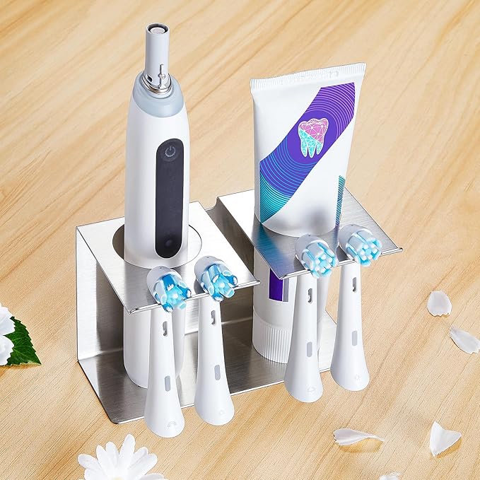 Toothbrush Head Holders, Electric Tooth Brush Head Holder, Wall Mounted Toothpaste Holder for Bathrooms Shower, Adhesive Tooth Brushing Holder Razor Holder Organizer Storage (Silver)