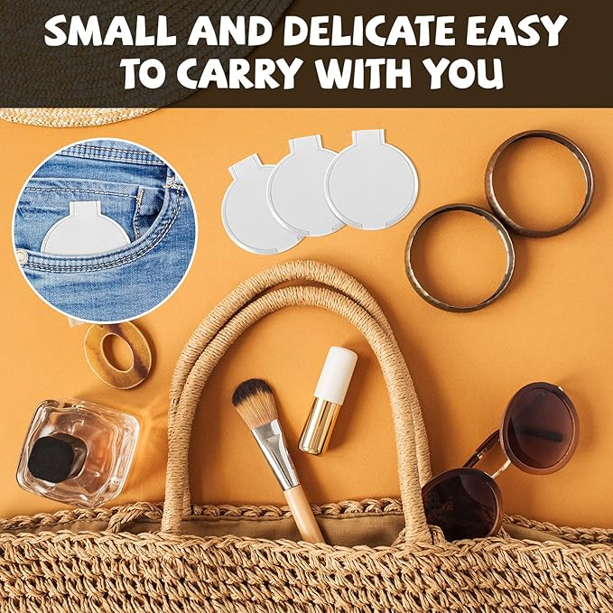 36 Pcs Compact Mirror Bulk Portable Round Makeup Mirror Mini Foldable for Purse Women Travel Daily Use Mother‘s Day Gifts (White)